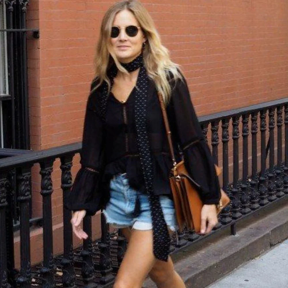 Zara Polka Dot Long Skinny Fringe Scarf